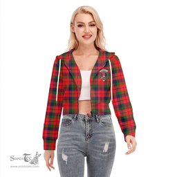 ScotsTee Shop Scottish MacNaughton Modern Clan Crest Tartan Womens Cropped Zip Up Hoodie