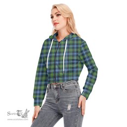 ScotsTee Shop Scottish MacNeill of Barra Ancient Clan Tartan Womens Cropped Zip Up Hoodie