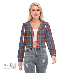 ScotsTee Shop Scottish MacBeth Modern Clan Tartan Womens Cropped Zip Up Hoodie