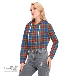 ScotsTee Shop Scottish MacBeth Modern Clan Tartan Womens Cropped Zip Up Hoodie
