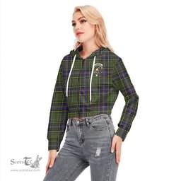 ScotsTee Shop Scottish MacMillan Hunting Modern Clan Crest Tartan Womens Cropped Zip Up Hoodie