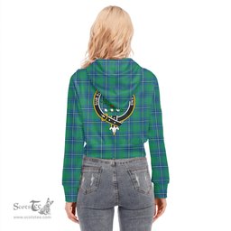ScotsTee Shop Scottish Irvine Ancient Clan Crest Tartan Womens Cropped Zip Up Hoodie