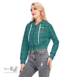 ScotsTee Shop Scottish Irvine Ancient Clan Crest Tartan Womens Cropped Zip Up Hoodie