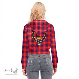 ScotsTee Shop Scottish Hamilton Modern Clan Crest Tartan Womens Cropped Zip Up Hoodie