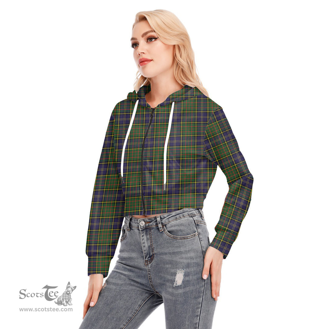 ScotsTee Shop Scottish MacMillan Hunting Modern Clan Tartan Womens Cropped Zip Up Hoodie