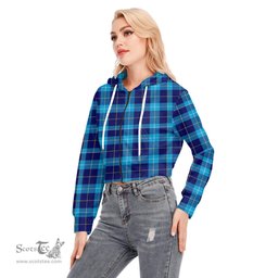 ScotsTee Shop Scottish McKerrell Clan Tartan Womens Cropped Zip Up Hoodie