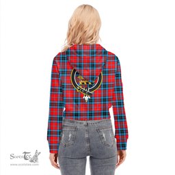 ScotsTee Shop Scottish MacTavish Modern Clan Crest Tartan Womens Cropped Zip Up Hoodie