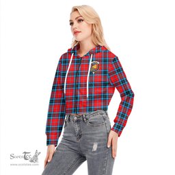 ScotsTee Shop Scottish MacTavish Modern Clan Crest Tartan Womens Cropped Zip Up Hoodie