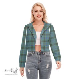 ScotsTee Shop Scottish MacInnes Ancient Clan Tartan Womens Cropped Zip Up Hoodie