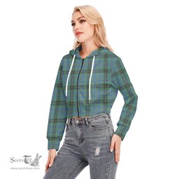ScotsTee Shop Scottish MacInnes Ancient Clan Tartan Womens Cropped Zip Up Hoodie