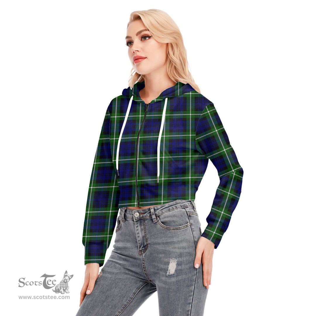 ScotsTee Shop Scottish Lamont Modern Clan Tartan Womens Cropped Zip Up Hoodie