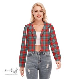 ScotsTee Shop Scottish MacLeay Clan Tartan Womens Cropped Zip Up Hoodie