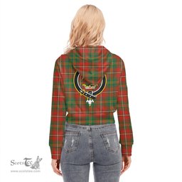 ScotsTee Shop Scottish Hay Ancient Clan Crest Tartan Womens Cropped Zip Up Hoodie