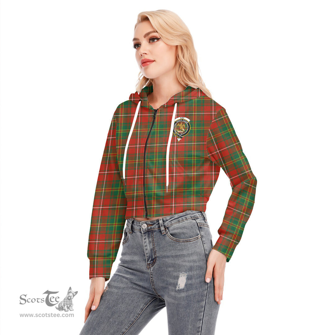 ScotsTee Shop Scottish Hay Ancient Clan Crest Tartan Womens Cropped Zip Up Hoodie