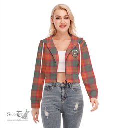 ScotsTee Shop Scottish MacNab Ancient Clan Crest Tartan Womens Cropped Zip Up Hoodie