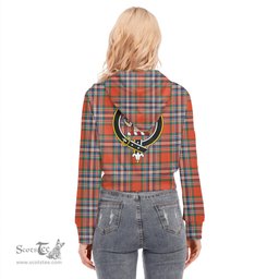 ScotsTee Shop Scottish MacFarlane Ancient Clan Crest Tartan Womens Cropped Zip Up Hoodie