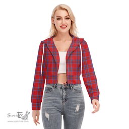ScotsTee Shop Scottish Inverness District Clan Tartan Womens Cropped Zip Up Hoodie