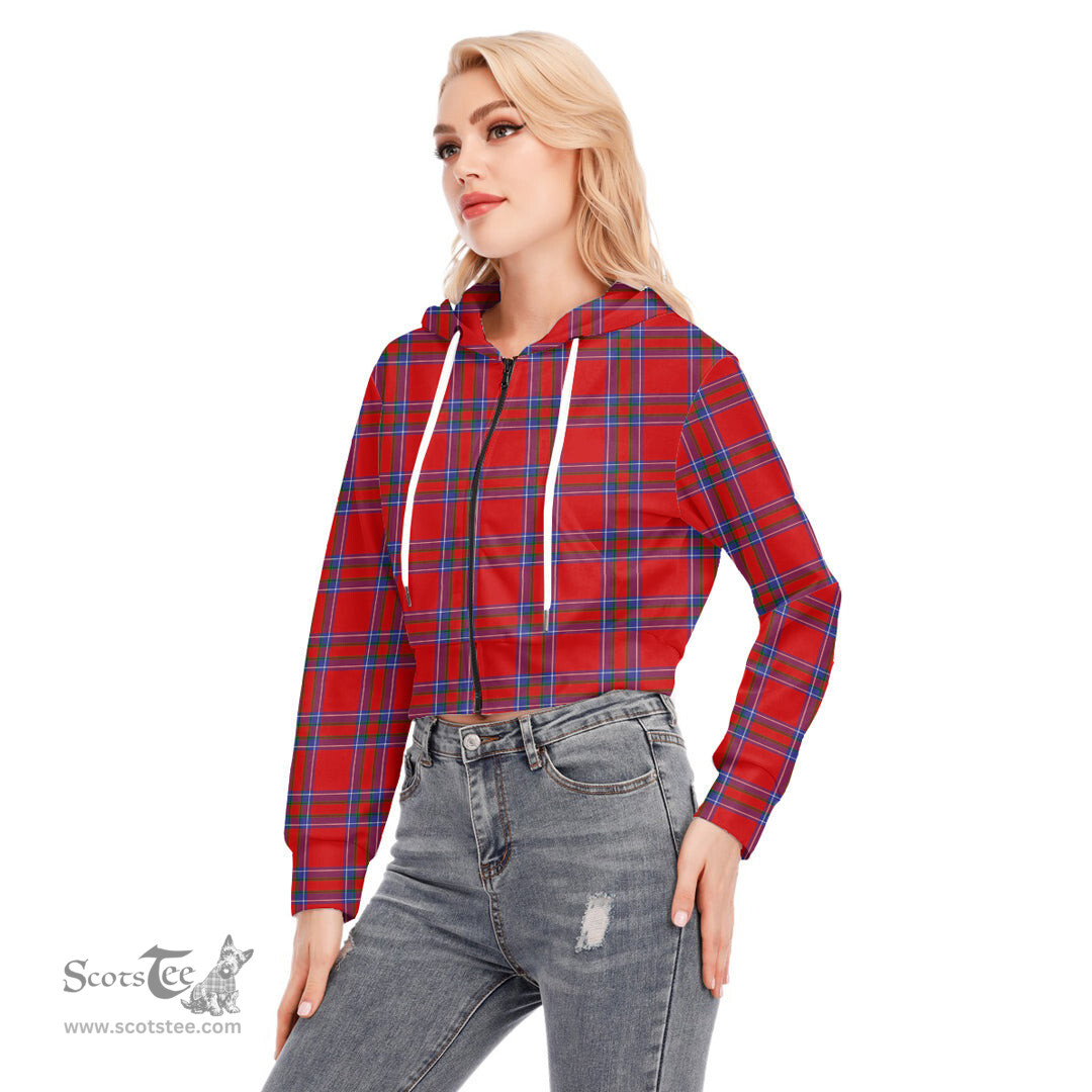 ScotsTee Shop Scottish Inverness District Clan Tartan Womens Cropped Zip Up Hoodie