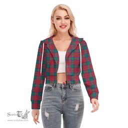ScotsTee Shop Scottish Lindsay Modern Clan Tartan Womens Cropped Zip Up Hoodie