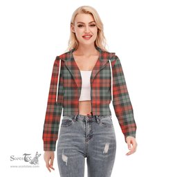 ScotsTee Shop Scottish MacLachlan Weathered Clan Tartan Womens Cropped Zip Up Hoodie