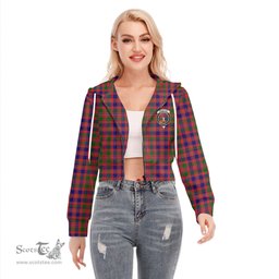 ScotsTee Shop Scottish MacIntyre Modern Clan Crest Tartan Womens Cropped Zip Up Hoodie