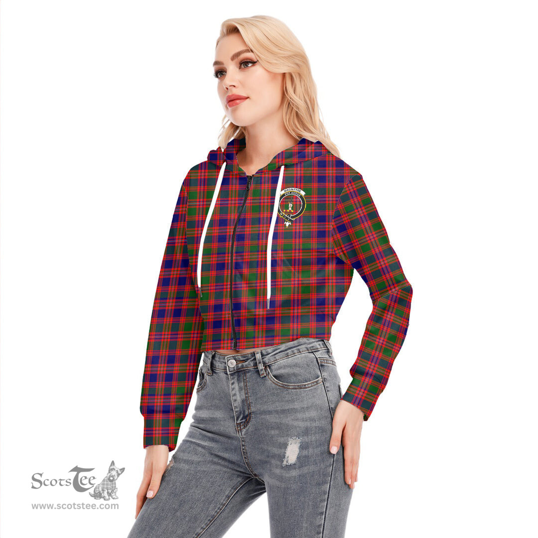 ScotsTee Shop Scottish MacIntyre Modern Clan Crest Tartan Womens Cropped Zip Up Hoodie