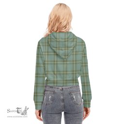 ScotsTee Shop Scottish Kelly Dress Clan Tartan Womens Cropped Zip Up Hoodie