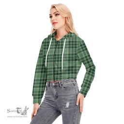 ScotsTee Shop Scottish MacDonald Lord of the Isles Hunting Clan Tartan Womens Cropped Zip Up Hoodie