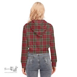 ScotsTee Shop Scottish Lindsay Weathered Clan Tartan Womens Cropped Zip Up Hoodie