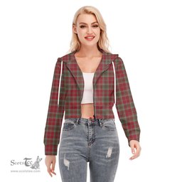 ScotsTee Shop Scottish Lindsay Weathered Clan Tartan Womens Cropped Zip Up Hoodie