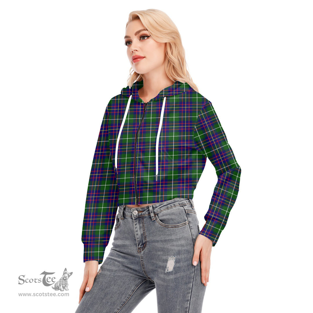 ScotsTee Shop Scottish Inglis Modern Clan Tartan Womens Cropped Zip Up Hoodie