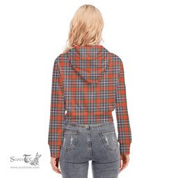 ScotsTee Shop Scottish MacFarlane Ancient Clan Tartan Womens Cropped Zip Up Hoodie