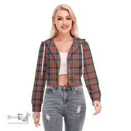 ScotsTee Shop Scottish MacPherson Ancient Clan Tartan Womens Cropped Zip Up Hoodie