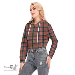 ScotsTee Shop Scottish MacPherson Ancient Clan Tartan Womens Cropped Zip Up Hoodie