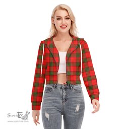 ScotsTee Shop Scottish Maxwell Modern Clan Tartan Womens Cropped Zip Up Hoodie