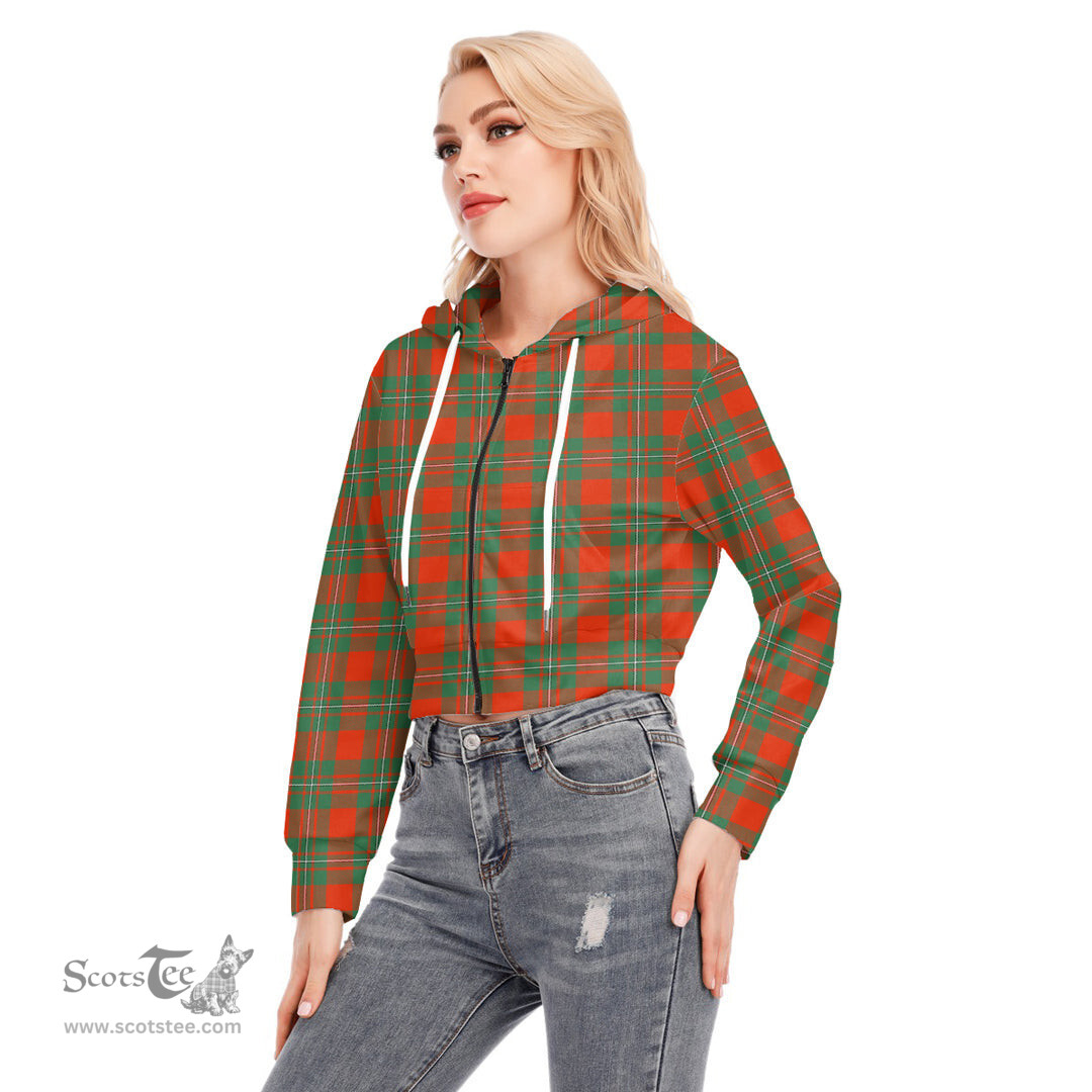 ScotsTee Shop Scottish MacGregor Ancient Clan Tartan Womens Cropped Zip Up Hoodie