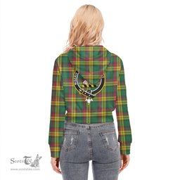 ScotsTee Shop Scottish MacMillan Old Ancient Clan Crest Tartan Womens Cropped Zip Up Hoodie