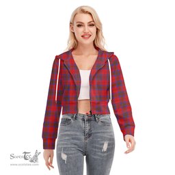 ScotsTee Shop Scottish Leslie Modern Clan Tartan Womens Cropped Zip Up Hoodie