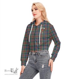 ScotsTee Shop Scottish MacDuff Hunting Ancient Clan Crest Tartan Womens Cropped Zip Up Hoodie