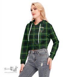ScotsTee Shop Scottish MacArthur Modern Clan Crest Tartan Womens Cropped Zip Up Hoodie
