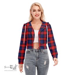 ScotsTee Shop Scottish MacLachlan Modern Clan Tartan Womens Cropped Zip Up Hoodie