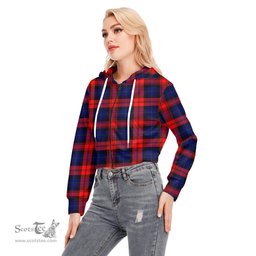 ScotsTee Shop Scottish MacLachlan Modern Clan Tartan Womens Cropped Zip Up Hoodie