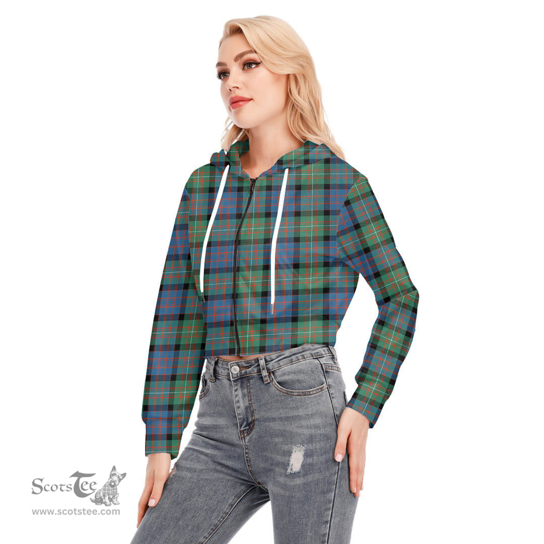 ScotsTee Shop Scottish MacDonnell of Glengarry Ancient Clan Tartan Womens Cropped Zip Up Hoodie
