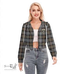 ScotsTee Shop Scottish MacKay Weathered Clan Crest Tartan Womens Cropped Zip Up Hoodie