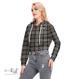 ScotsTee Shop Scottish MacKay Weathered Clan Crest Tartan Womens Cropped Zip Up Hoodie