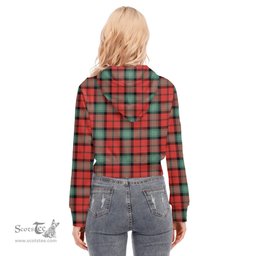 ScotsTee Shop Scottish Kerr Ancient Clan Tartan Womens Cropped Zip Up Hoodie