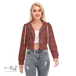 ScotsTee Shop Scottish MacAlister Modern Clan Tartan Womens Cropped Zip Up Hoodie