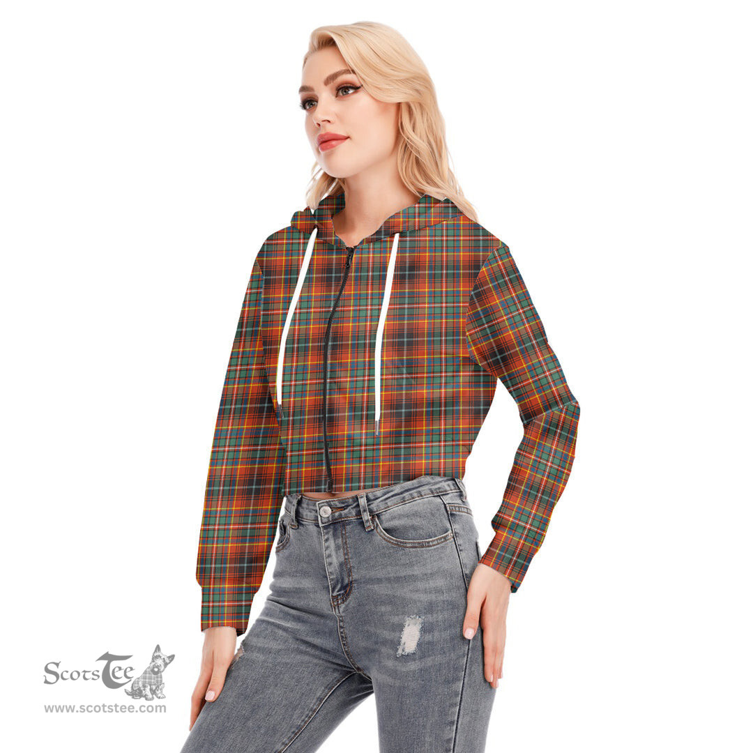 ScotsTee Shop Scottish Innes Ancient Clan Tartan Womens Cropped Zip Up Hoodie