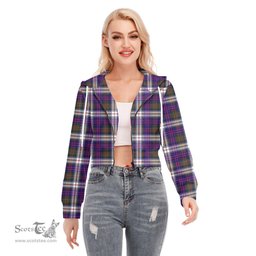 ScotsTee Shop Scottish MacDonald Dress Modern Clan Tartan Womens Cropped Zip Up Hoodie