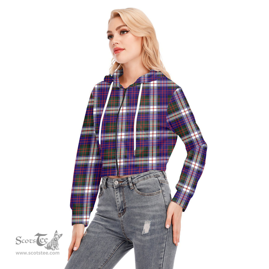 ScotsTee Shop Scottish MacDonald Dress Modern Clan Tartan Womens Cropped Zip Up Hoodie